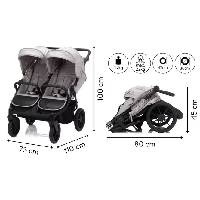 Fillikid Twin (grau melange)